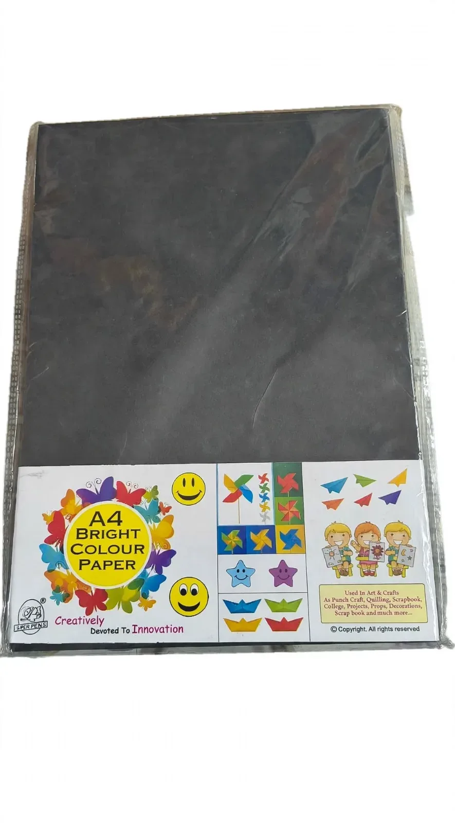 Fluorescent A4 Single Colour Paper  BLACK (pack of 4)