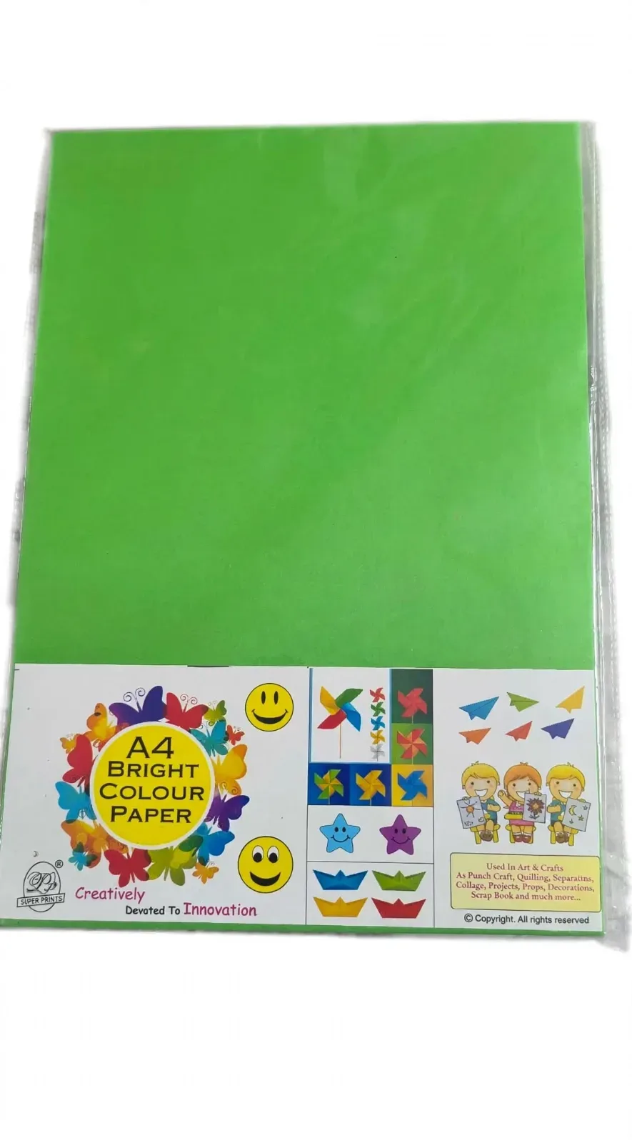 Fluorescent A4 Single Colour Paper  GREEN (pack of 4)