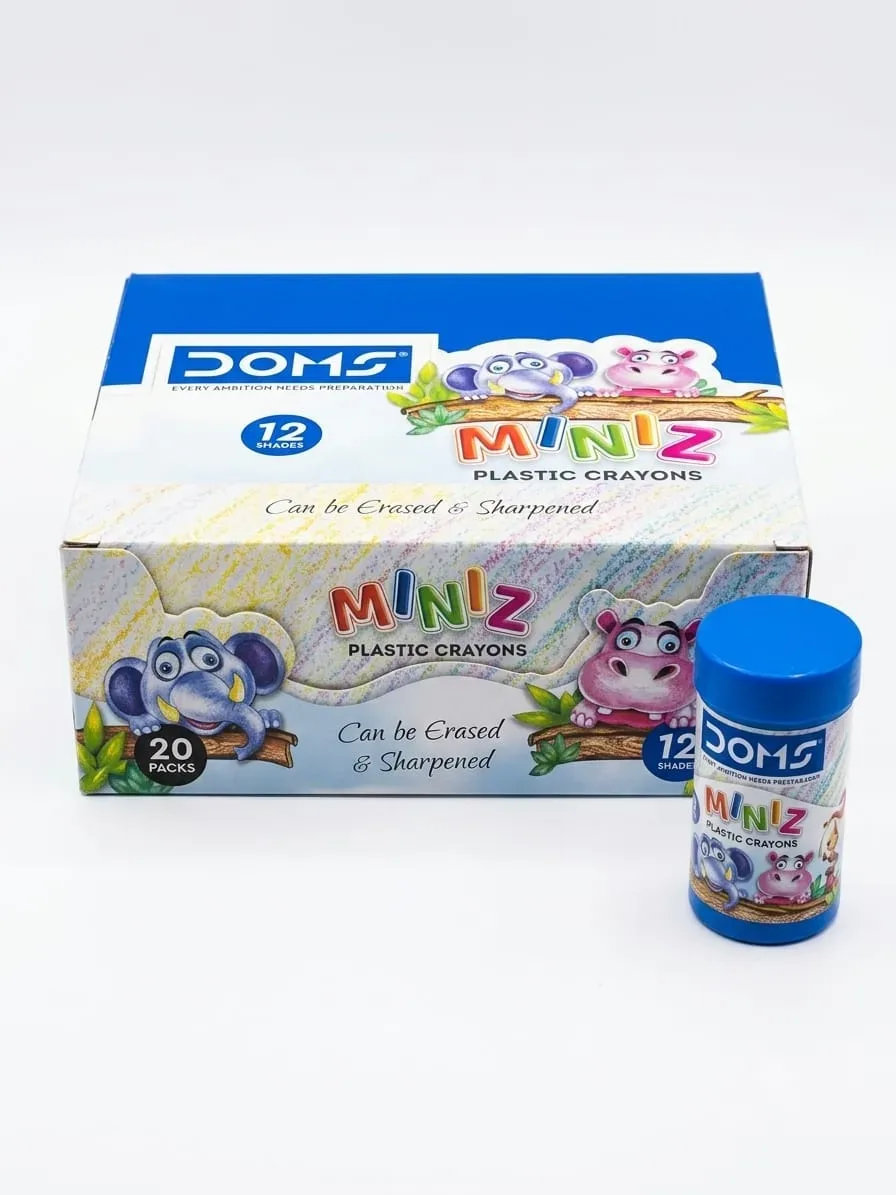 Doms Miniz Plastic Crayons 12 Shades